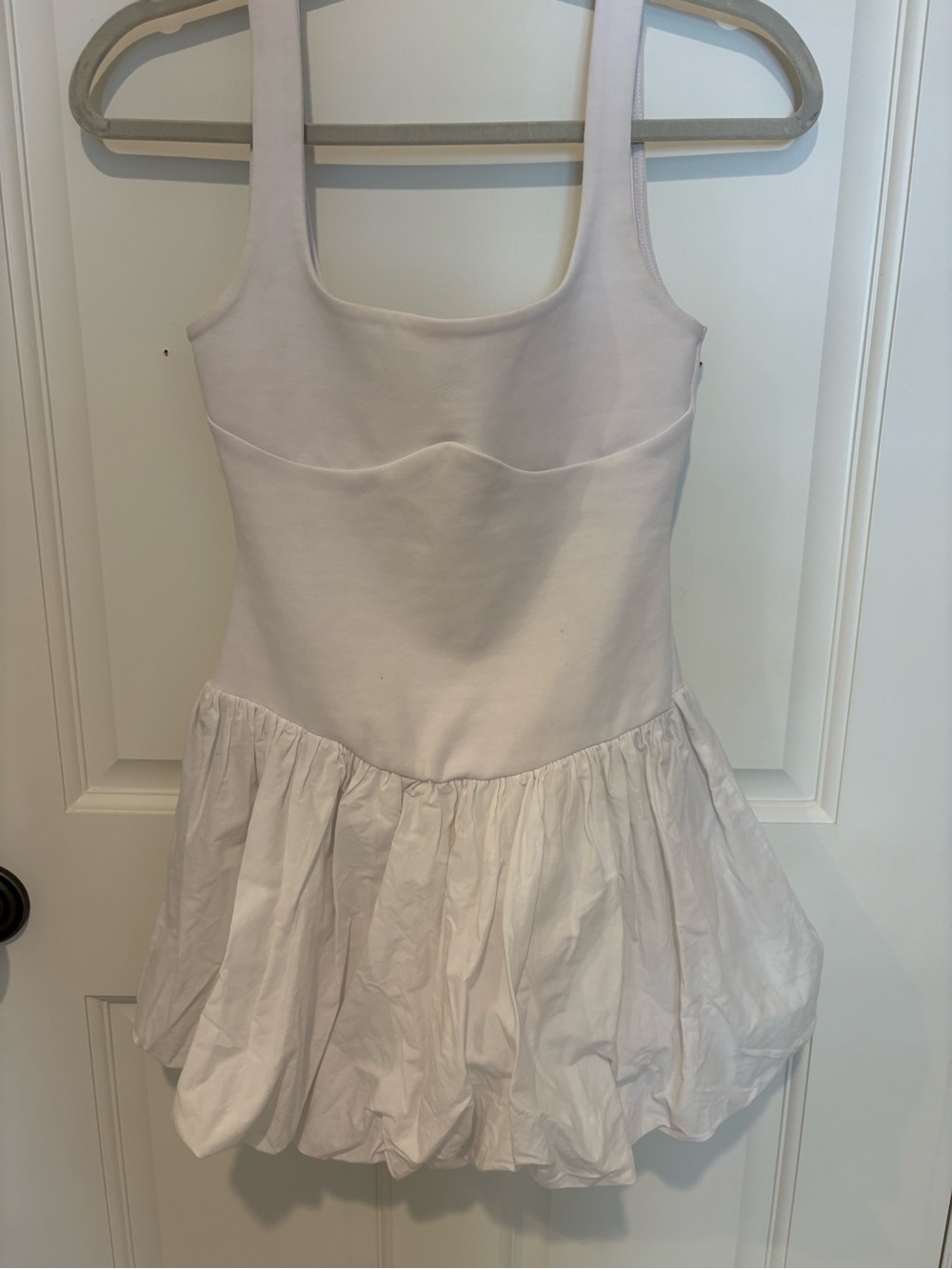 Zara White Tank Dress with Bubble Hem